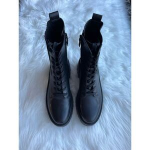 🆕 SAM EDELMAN Women's Evina Black Lace-Up Knit Combat Boots Size 9.5